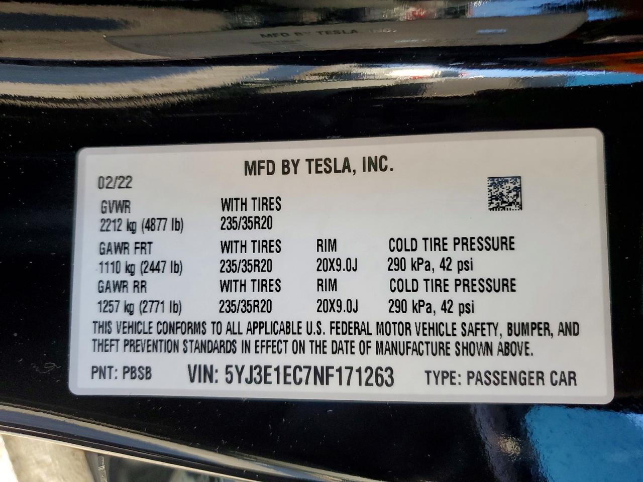 2022 TESLA MODEL 3 photo 23