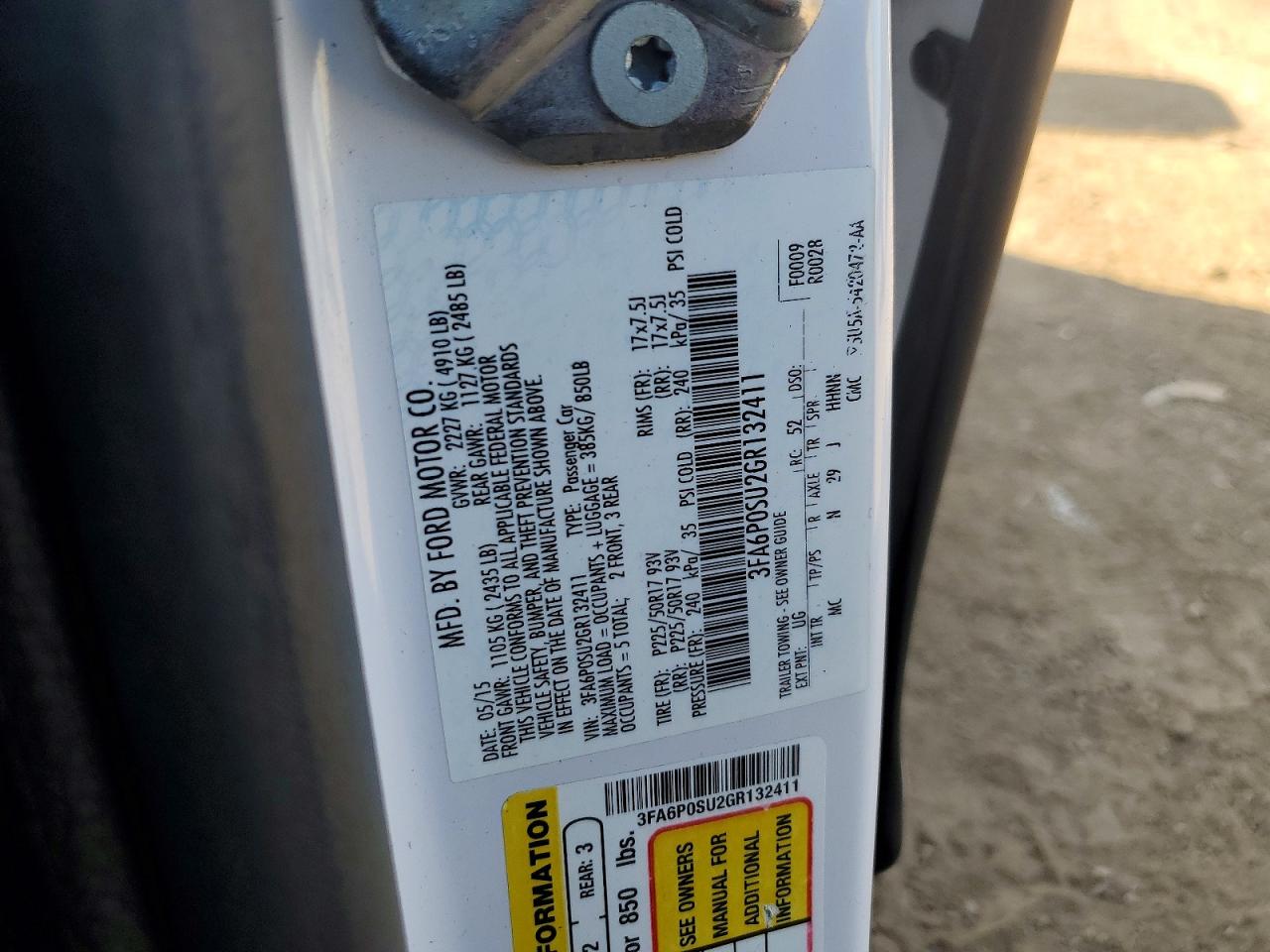 2016 FORD FUSION TITANIUM PHEV photo 12