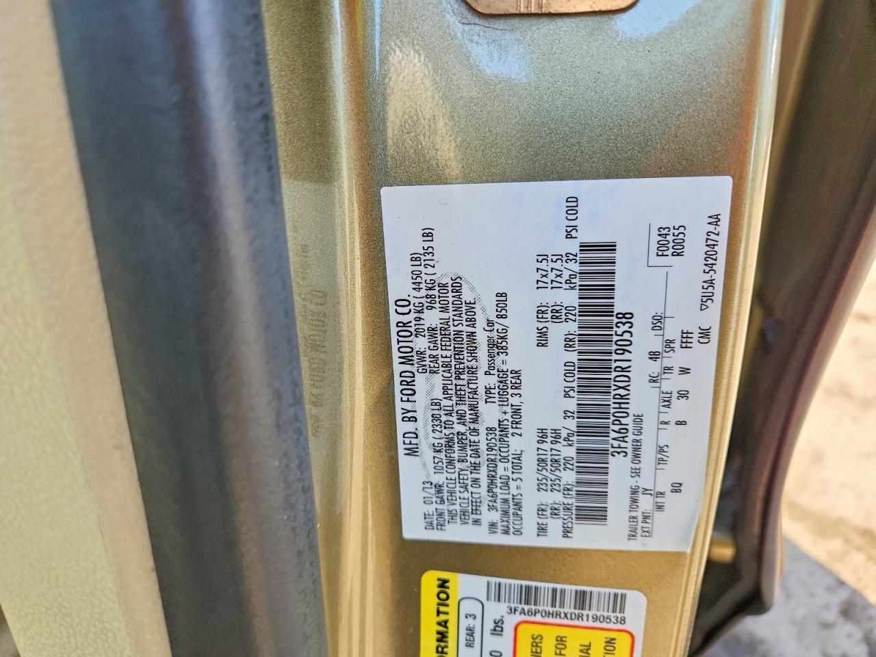 2013 FORD FUSION SE photo 34