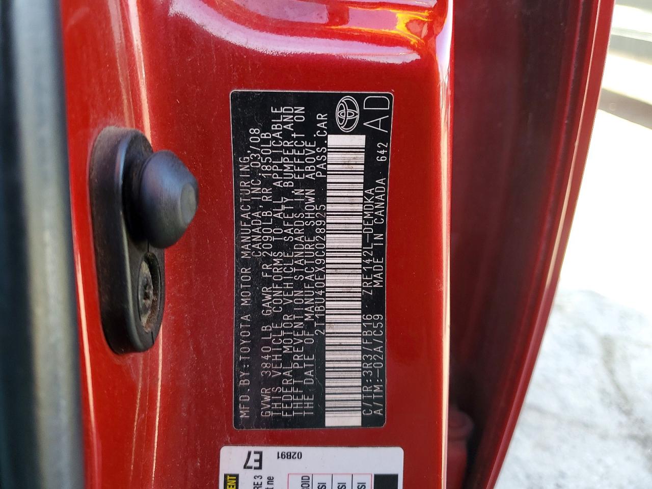 2009 TOYOTA COROLLA BASE photo 12