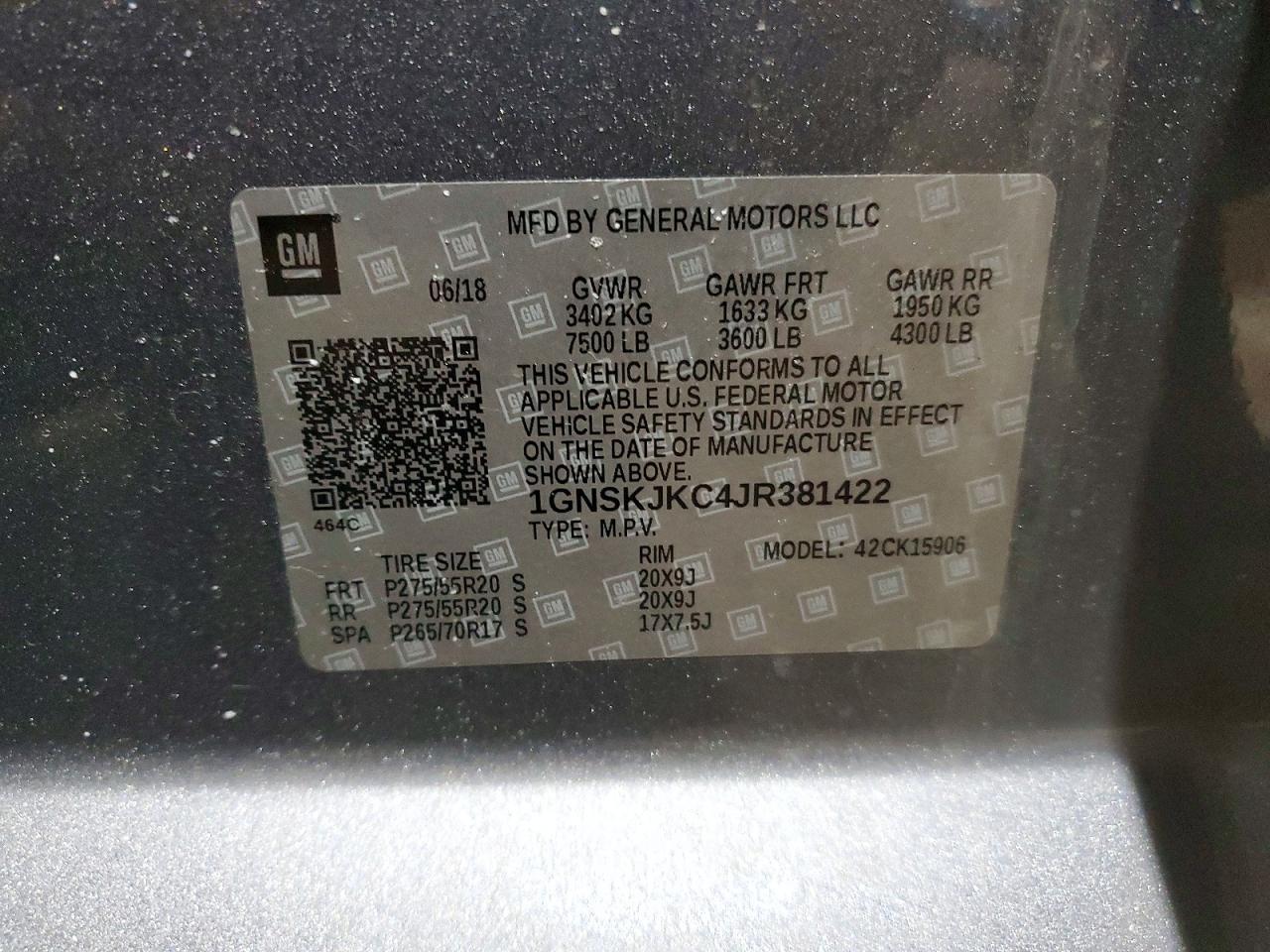 2018 CHEVROLET SUBURBAN K1500 PREMIER photo 13