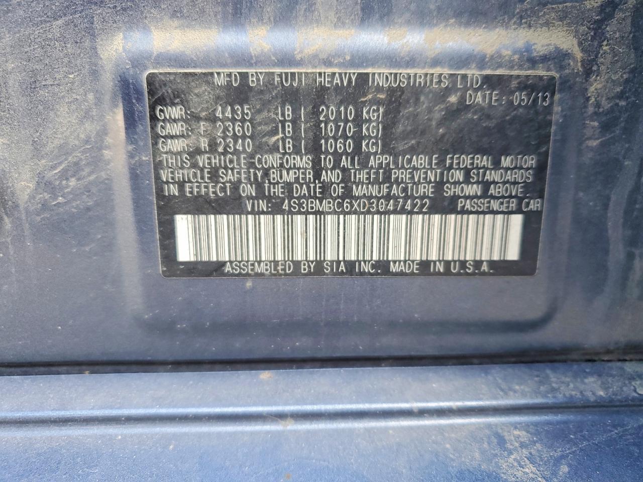 2013 SUBARU LEGACY 2.5I PREMIUM photo 12