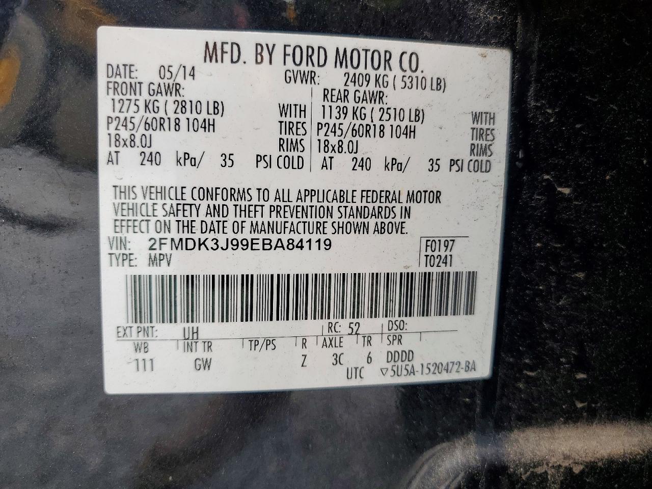 2014 FORD EDGE SEL photo 13