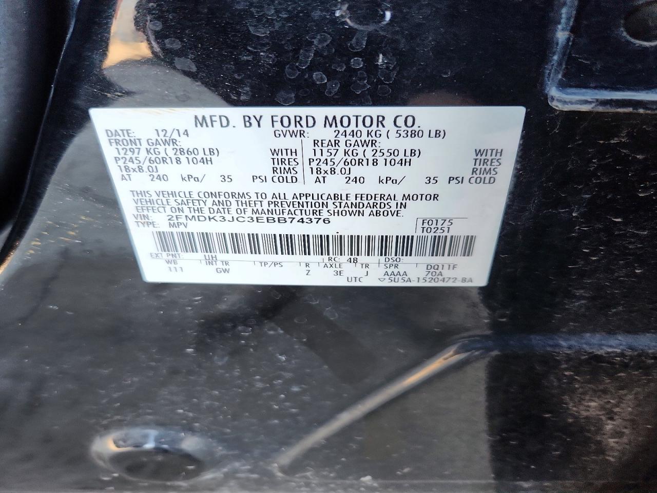 2014 FORD EDGE SEL photo 13