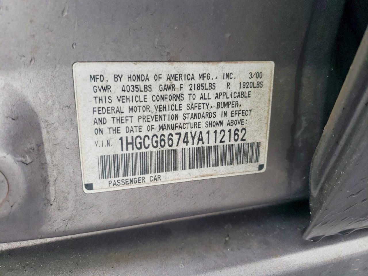 2000 HONDA ACCORD EX photo 12