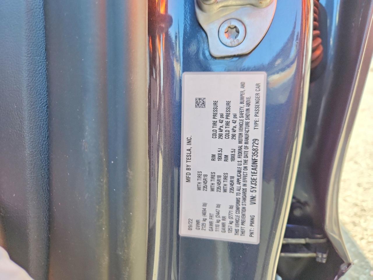 2022 TESLA MODEL 3 photo 34