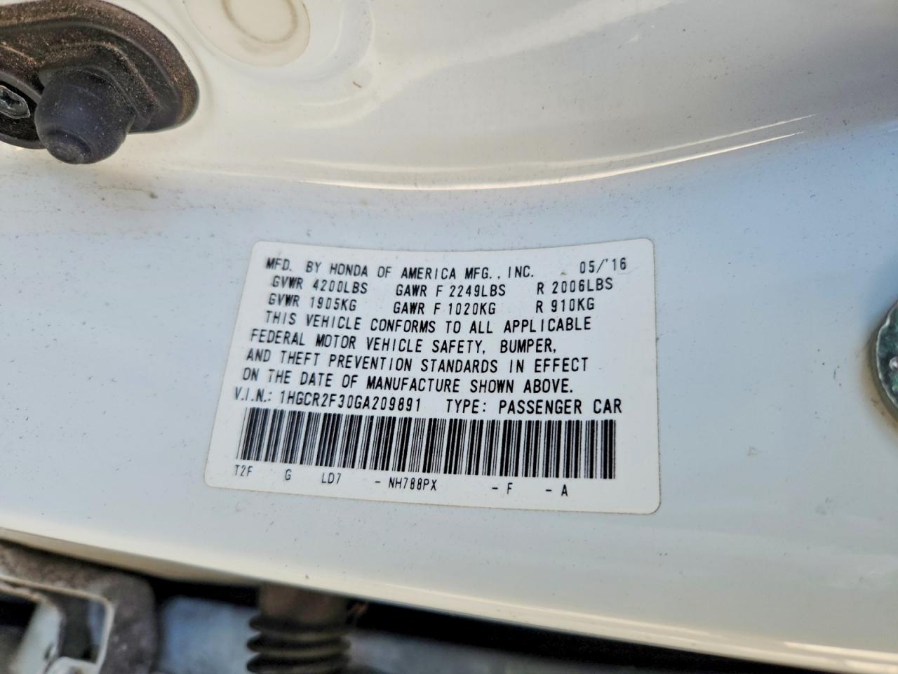 2016 HONDA ACCORD LX photo 34
