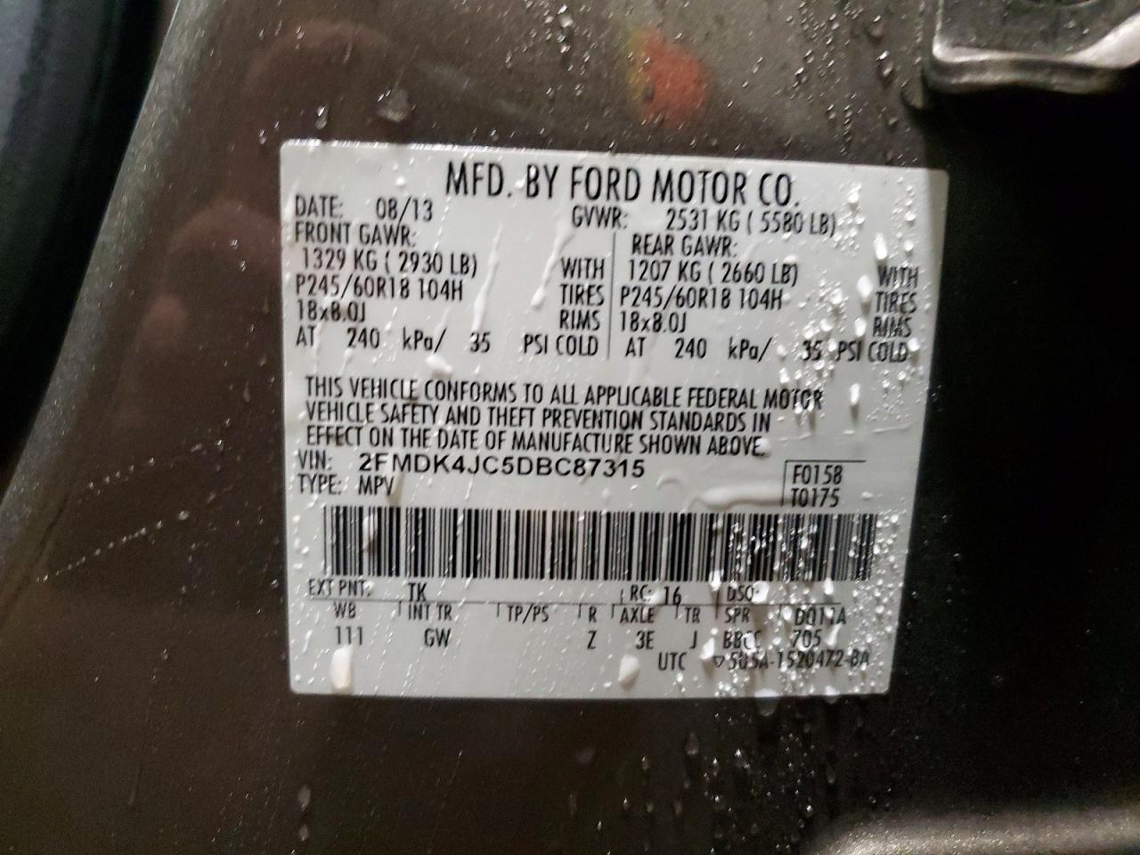 2013 FORD EDGE SEL photo 37