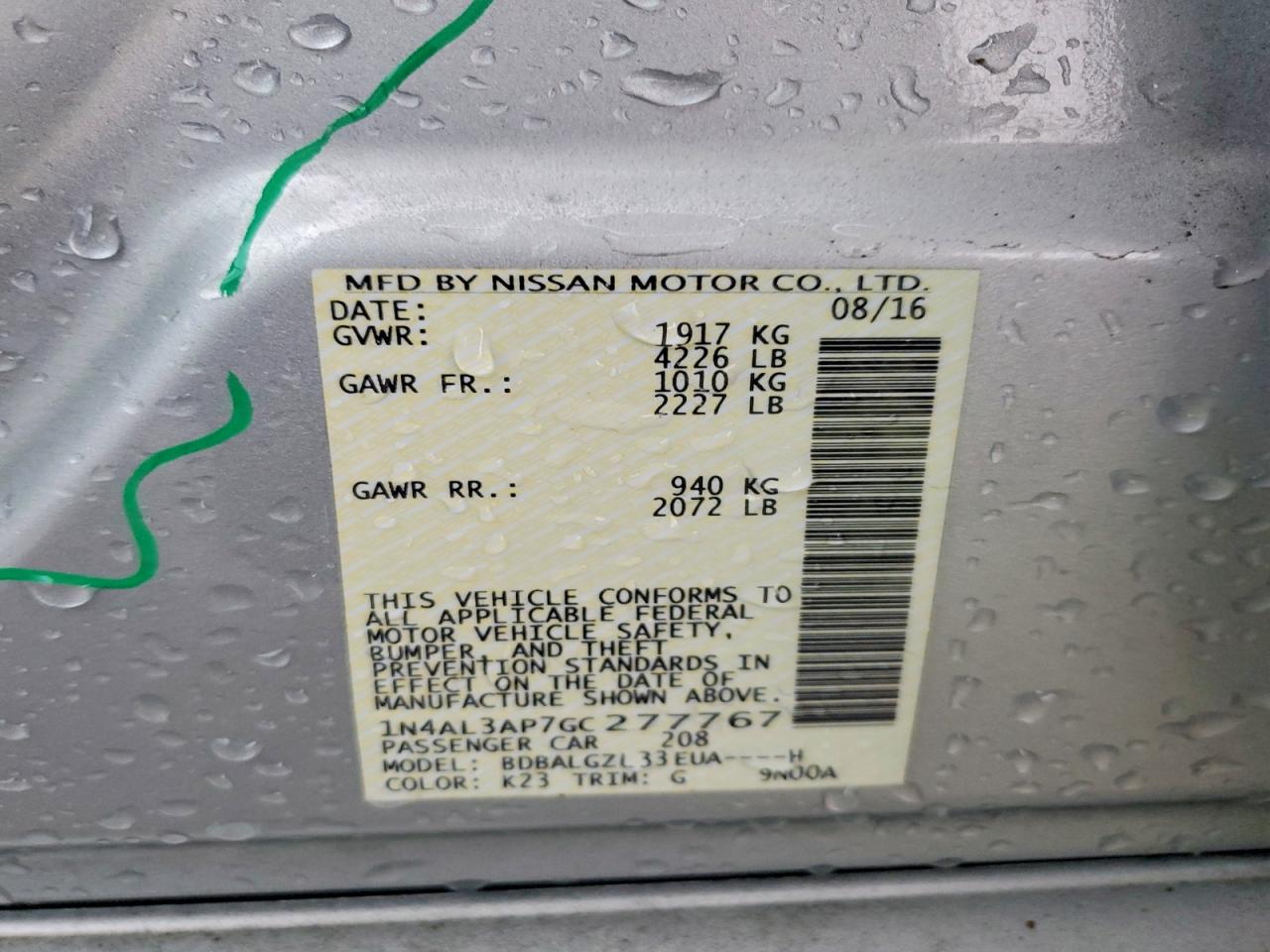 2016 NISSAN ALTIMA 2.5 S photo 13