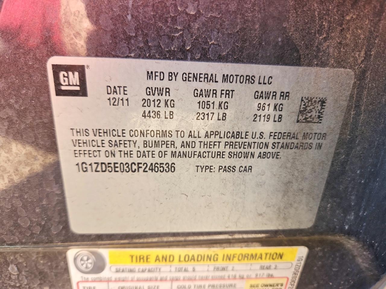 2012 CHEVROLET MALIBU 2LT photo 13