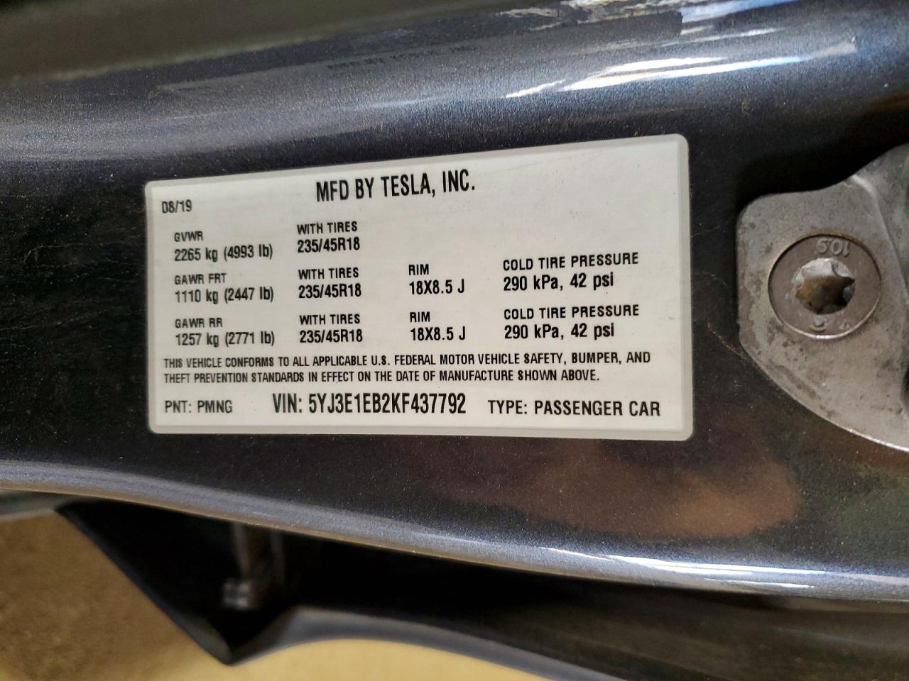 2019 TESLA MODEL 3 photo 25