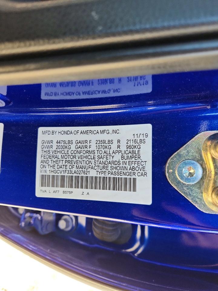2020 HONDA ACCORD SPORT photo 34