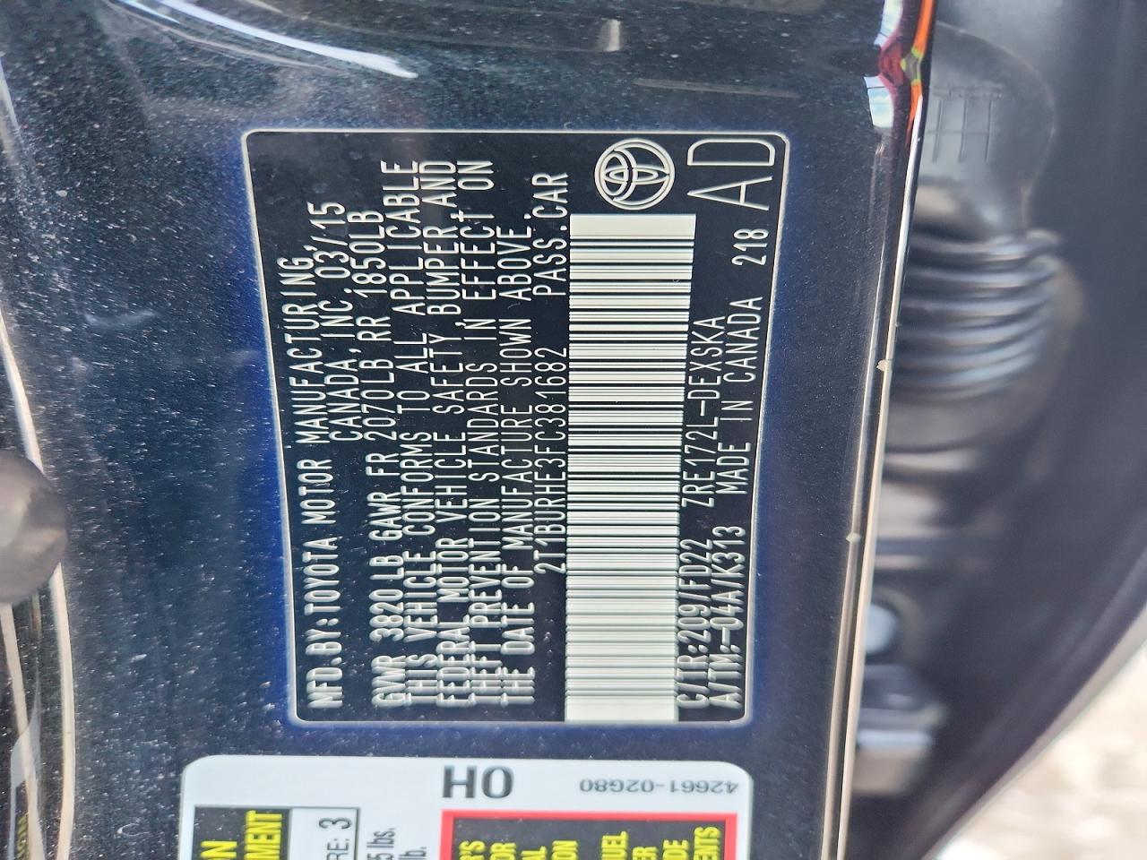 2015 TOYOTA COROLLA S PLUS photo 12