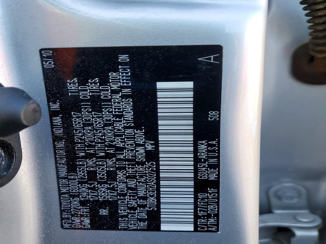 2010 TOYOTA HIGHLANDER BASE photo 37