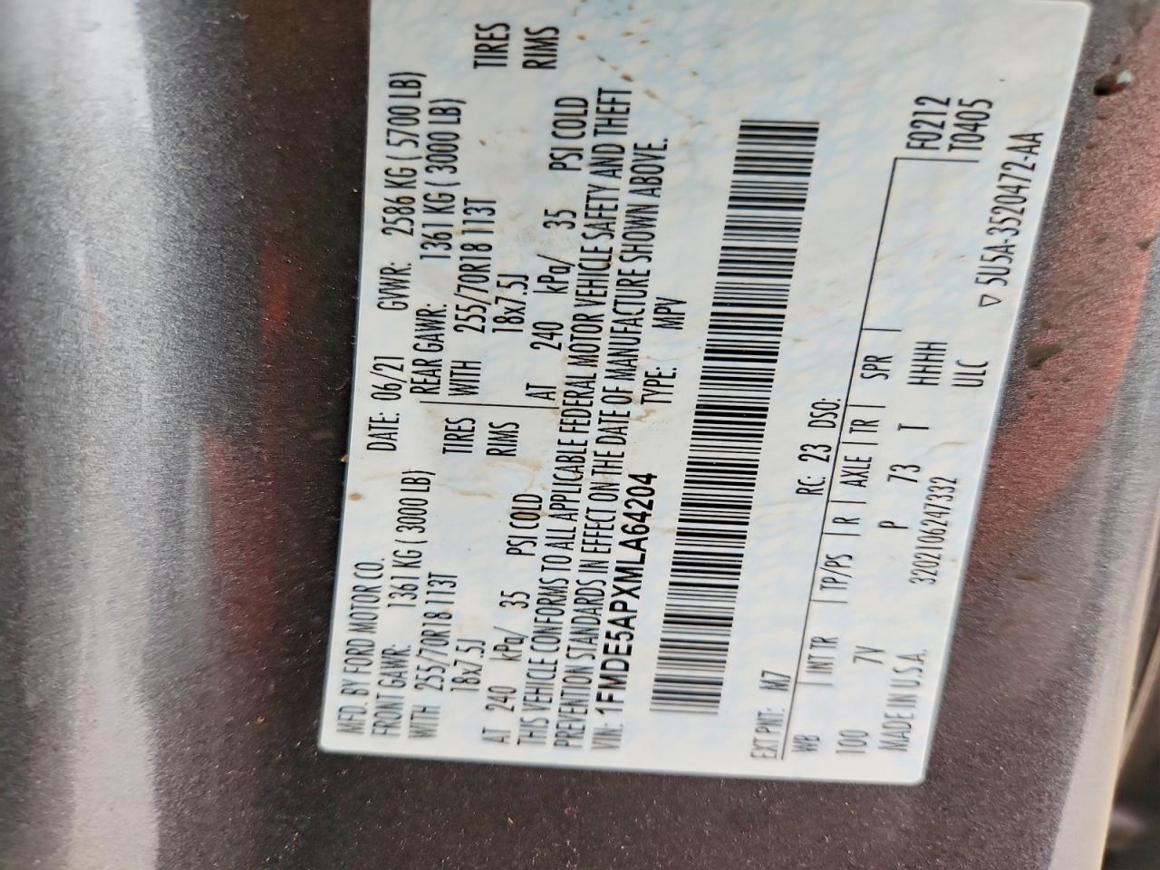 2021 FORD BRONCO BASE photo 37