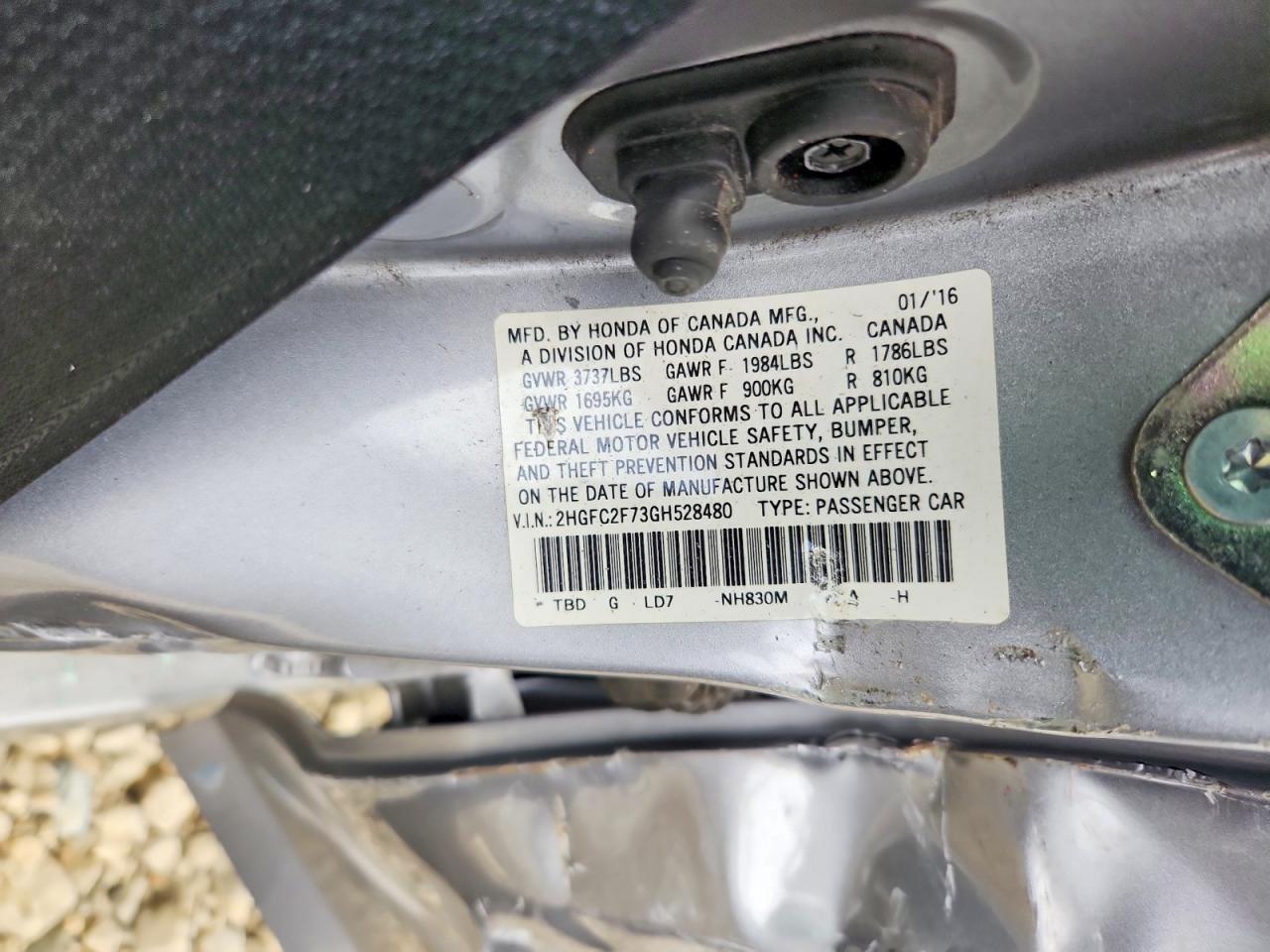 2016 HONDA CIVIC EX photo 12