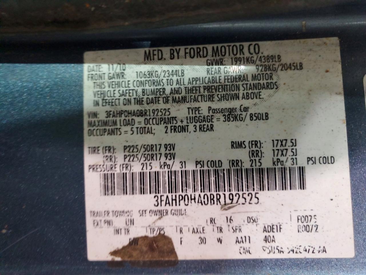2011 FORD FUSION SE photo 25
