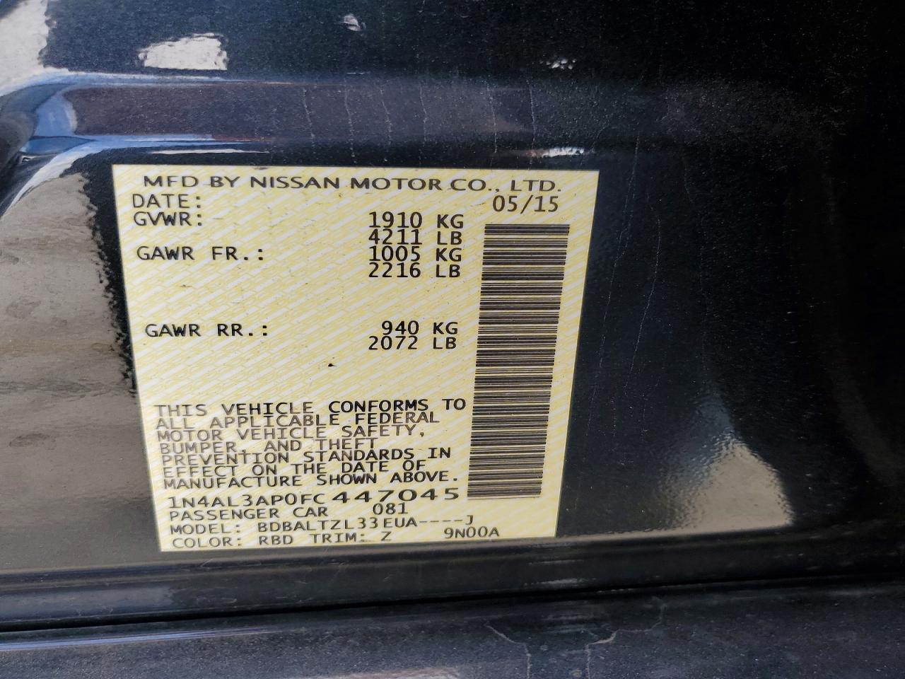 2015 NISSAN ALTIMA 2.5 SL photo 23