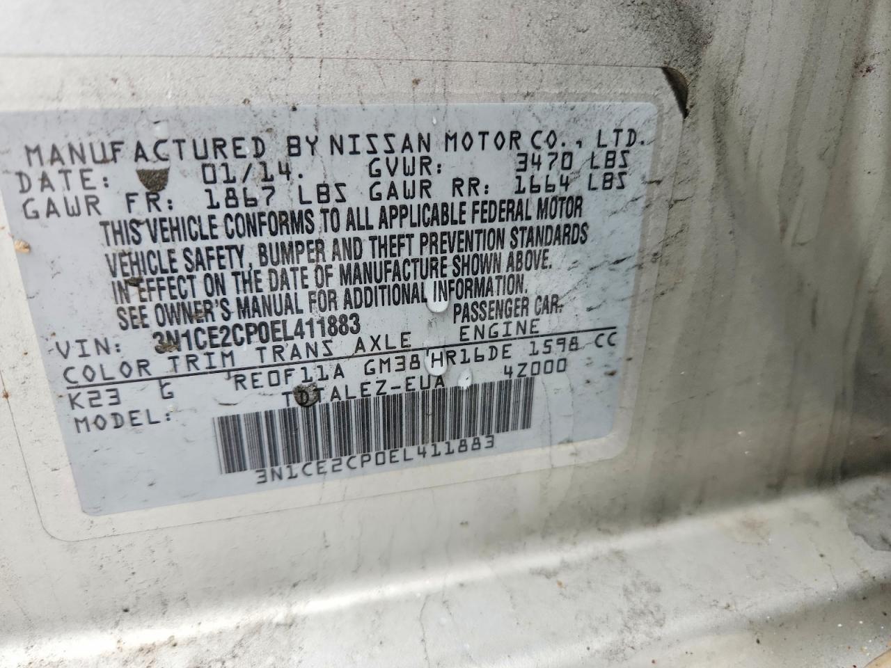 2014 NISSAN VERSA NOTE SV photo 13