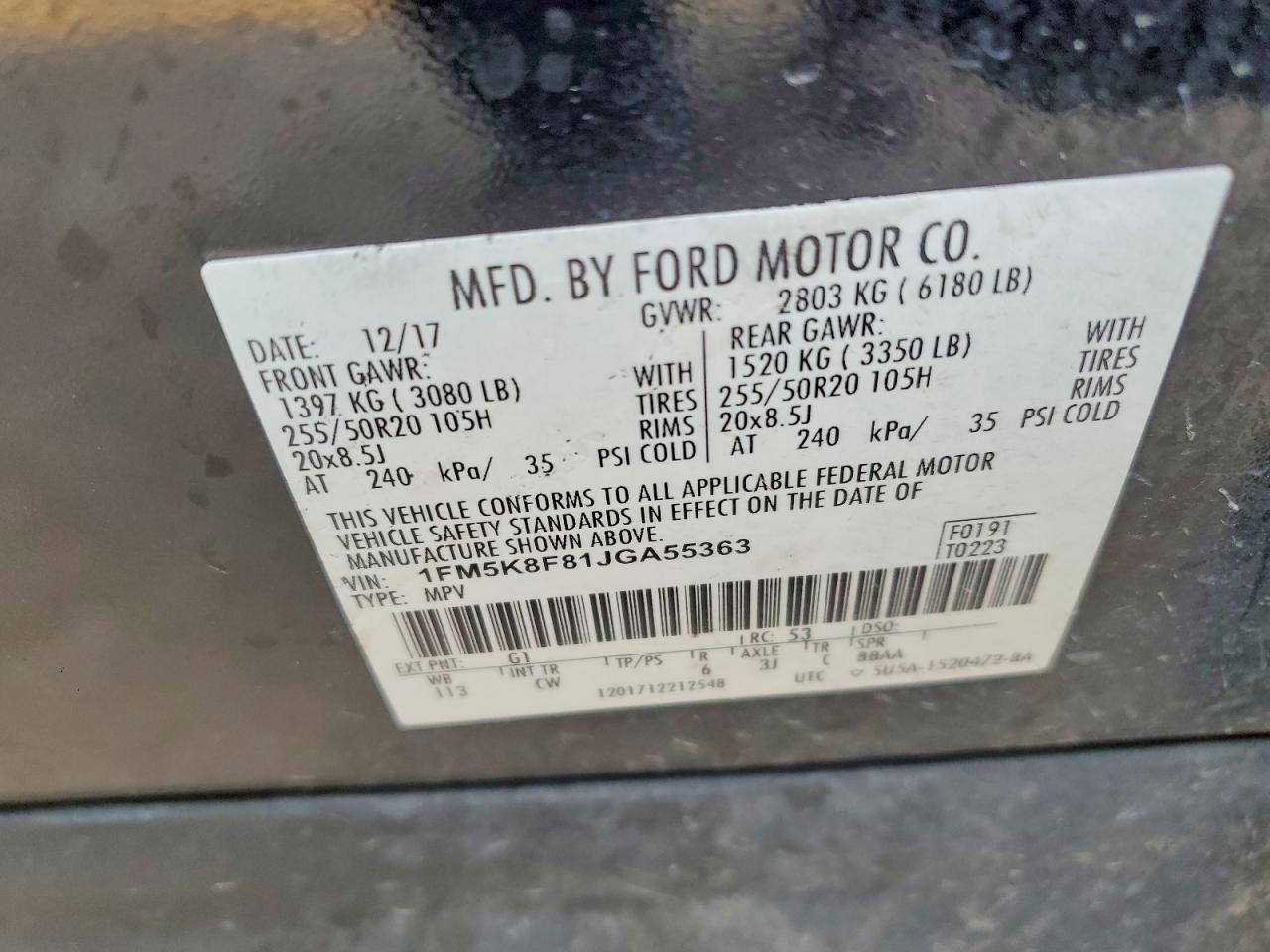 2018 FORD EXPLORER LIMITED photo 12
