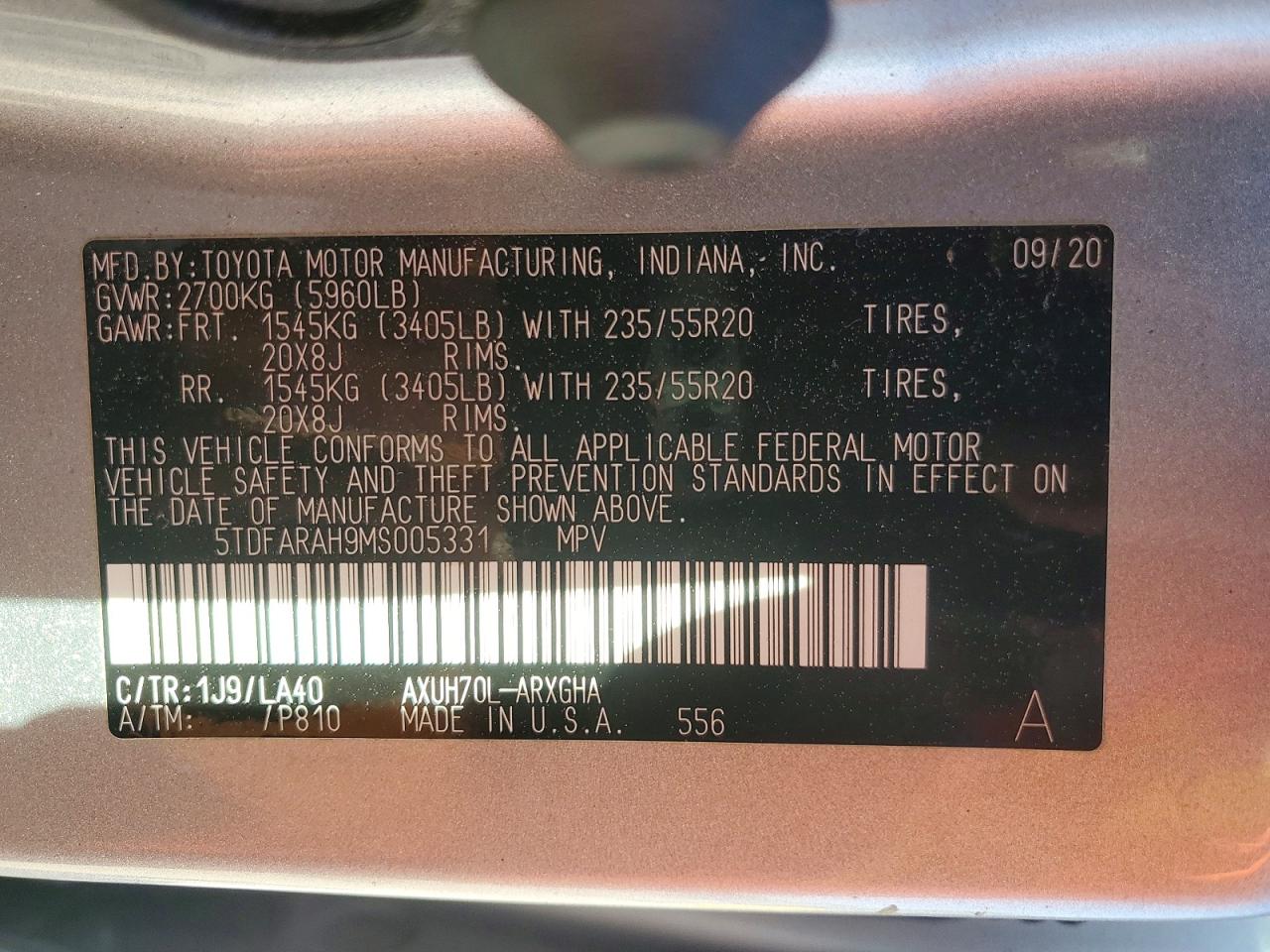 2021 TOYOTA HIGHLANDER HYBRID photo 40