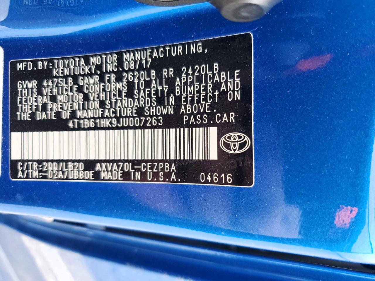 2018 TOYOTA CAMRY XSE photo 13