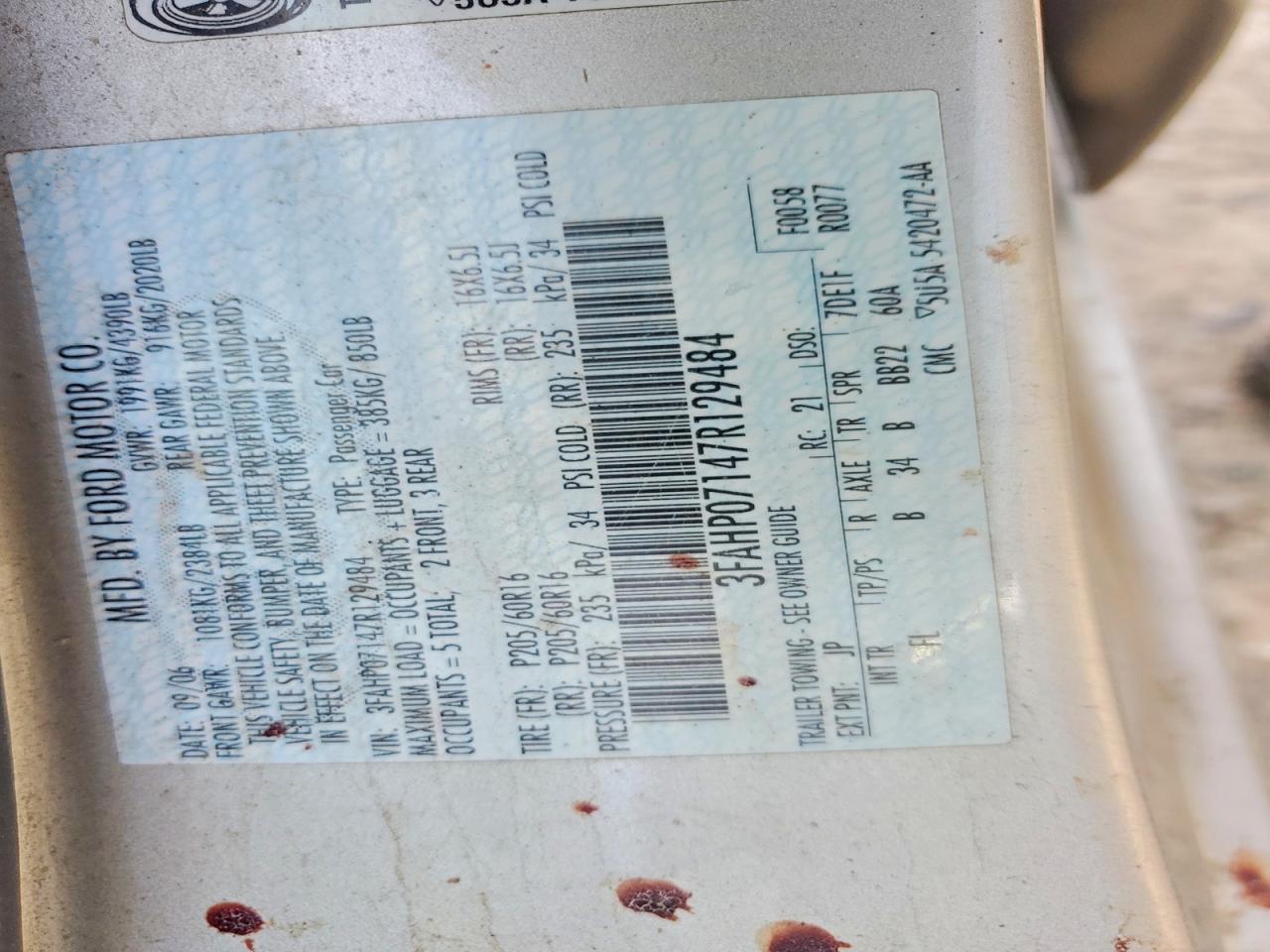 2007 FORD FUSION SE photo 23
