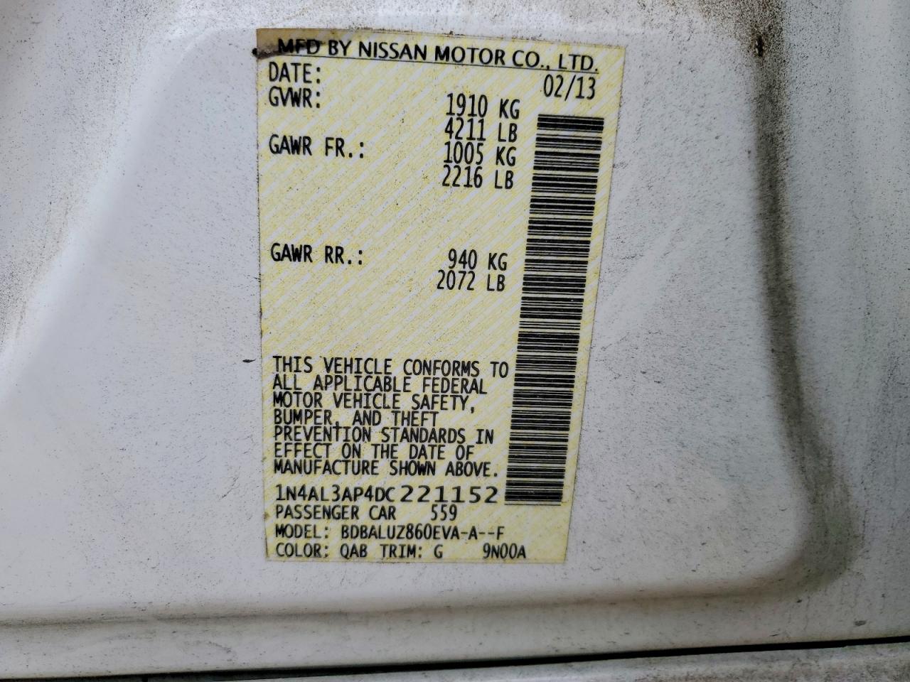 2013 NISSAN ALTIMA 2.5 photo 12