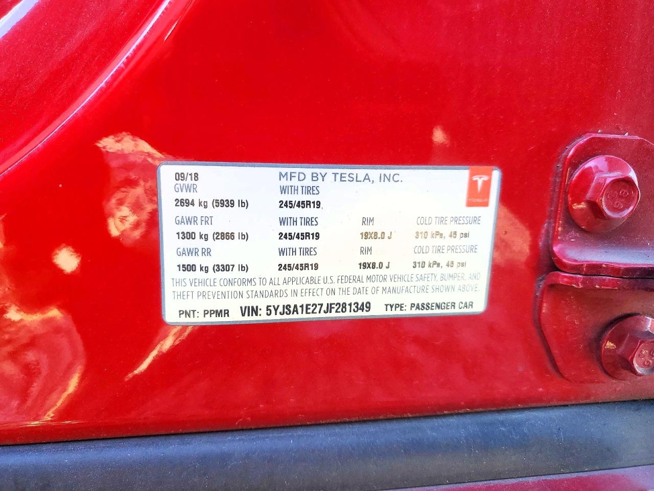 2018 TESLA MODEL S photo 25