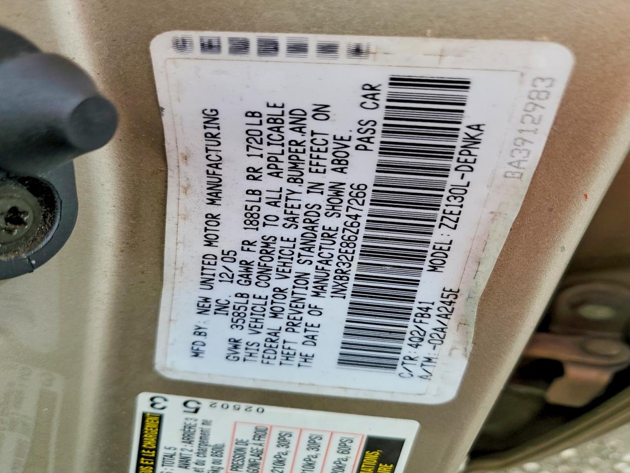 2006 TOYOTA COROLLA LE photo 12