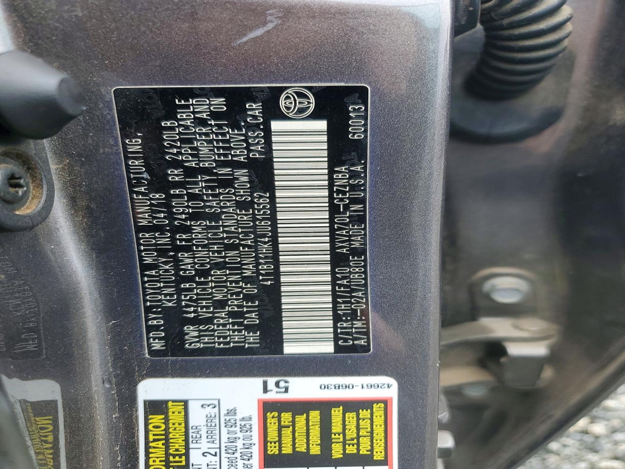 2018 TOYOTA CAMRY LE photo 13