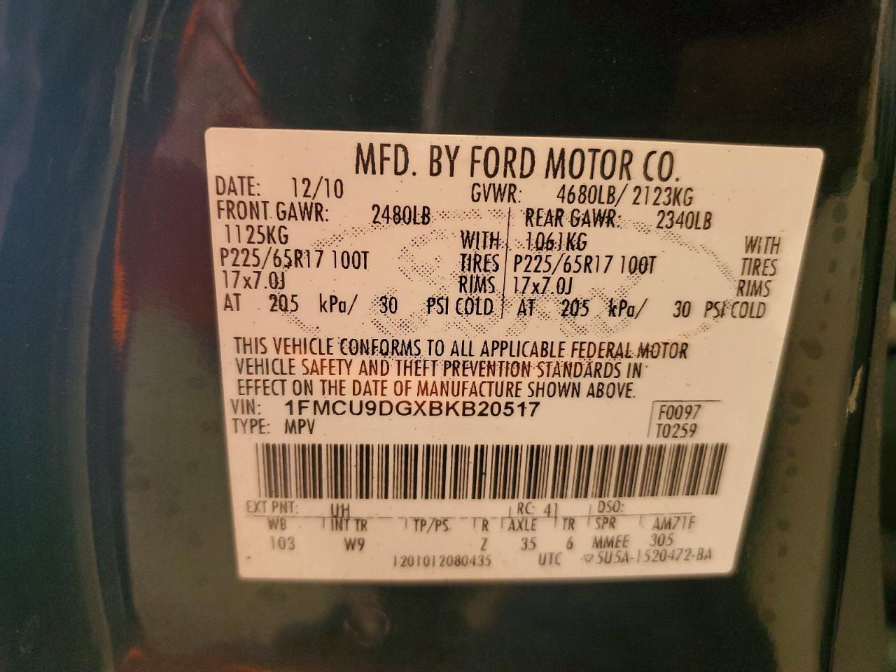 2011 FORD ESCAPE XLT photo 37