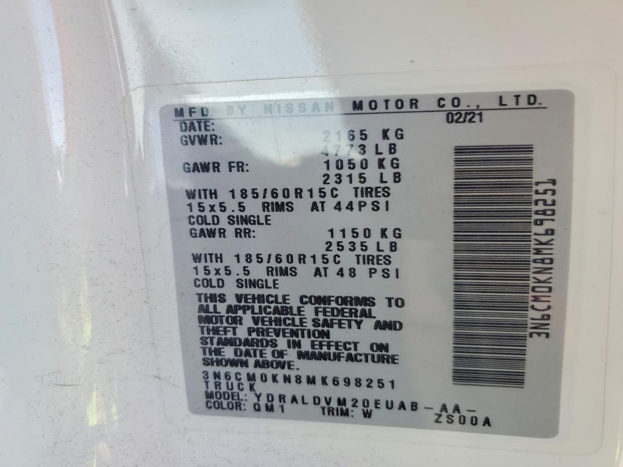 2021 NISSAN NV200 DELIVERY VAN photo 25