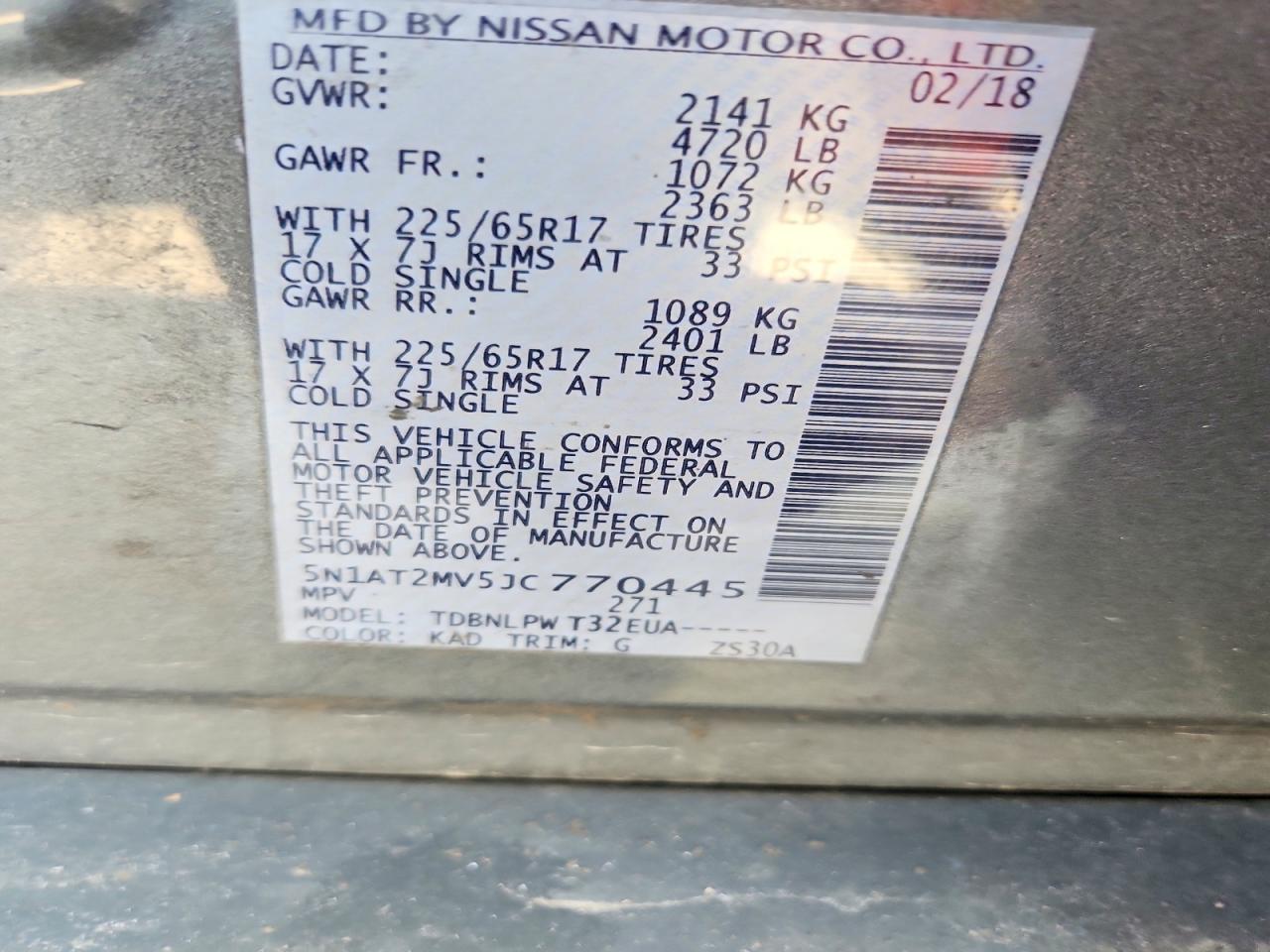 2018 NISSAN ROGUE S photo 53