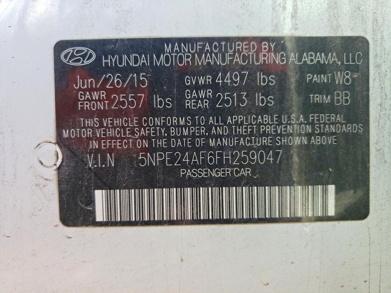 2015 HYUNDAI SONATA SE photo 13