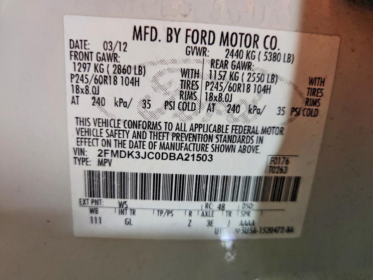 2013 FORD EDGE SEL photo 37
