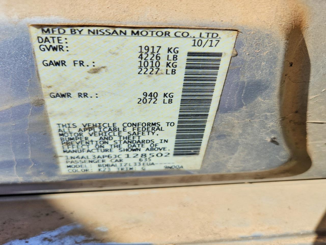 2018 NISSAN ALTIMA 2.5 SV photo 12