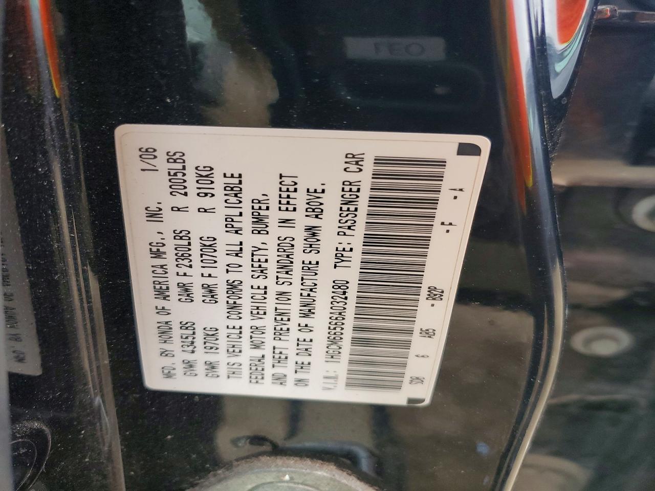 2006 HONDA ACCORD EX photo 12