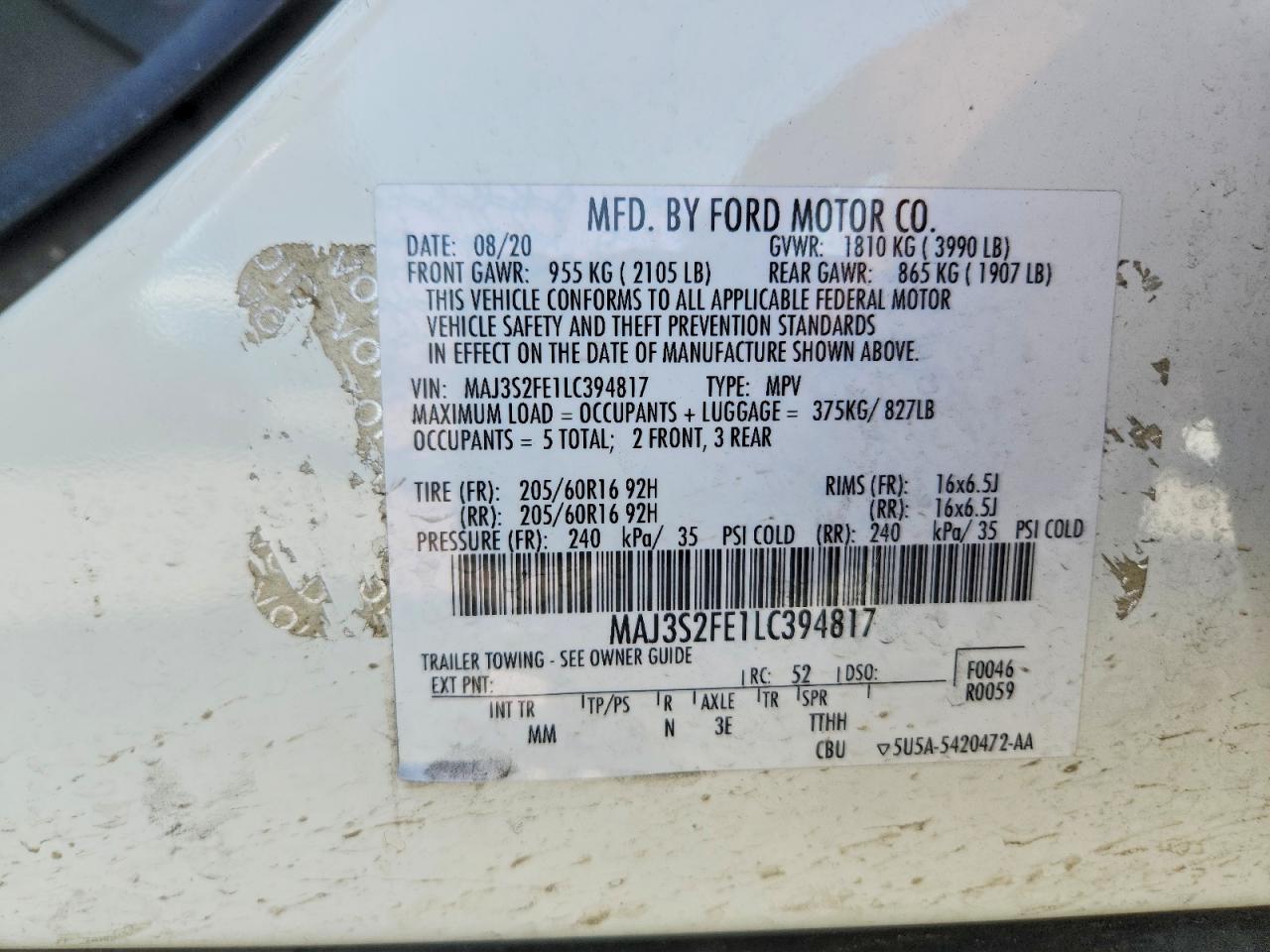 2020 FORD ECOSPORT S photo 37