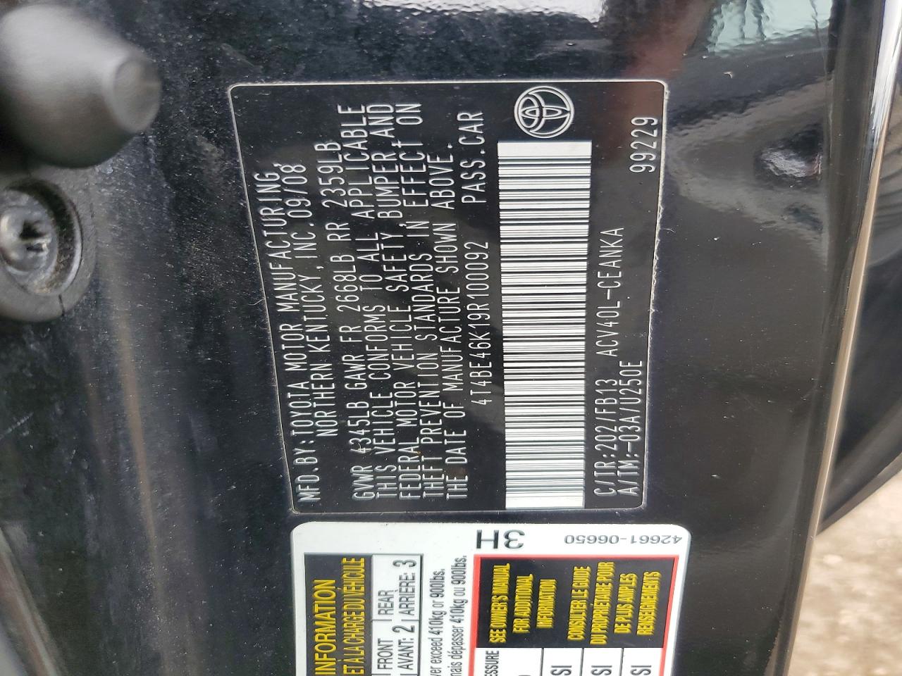 2009 TOYOTA CAMRY BASE photo 34