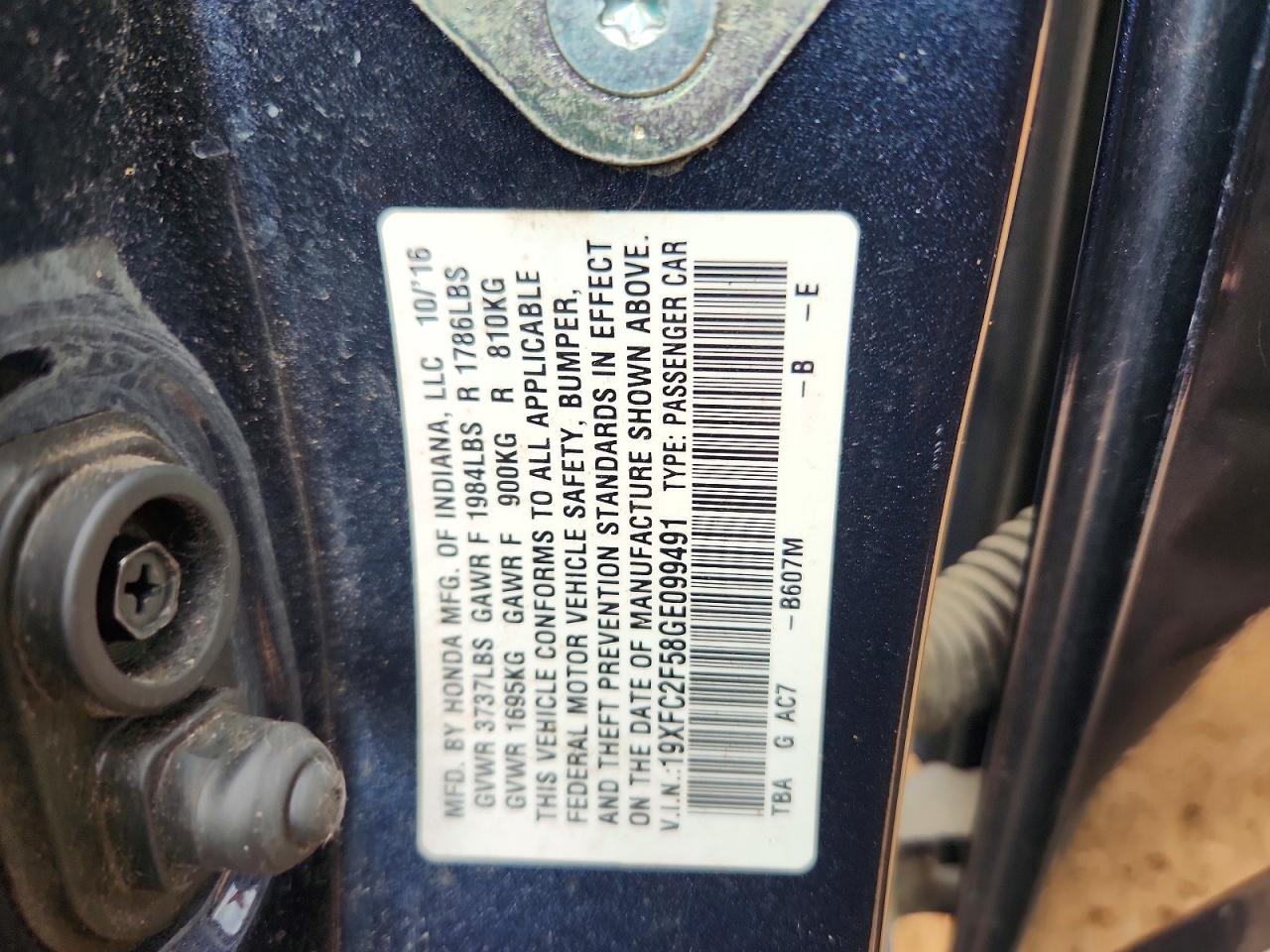 2016 HONDA CIVIC LX photo 12
