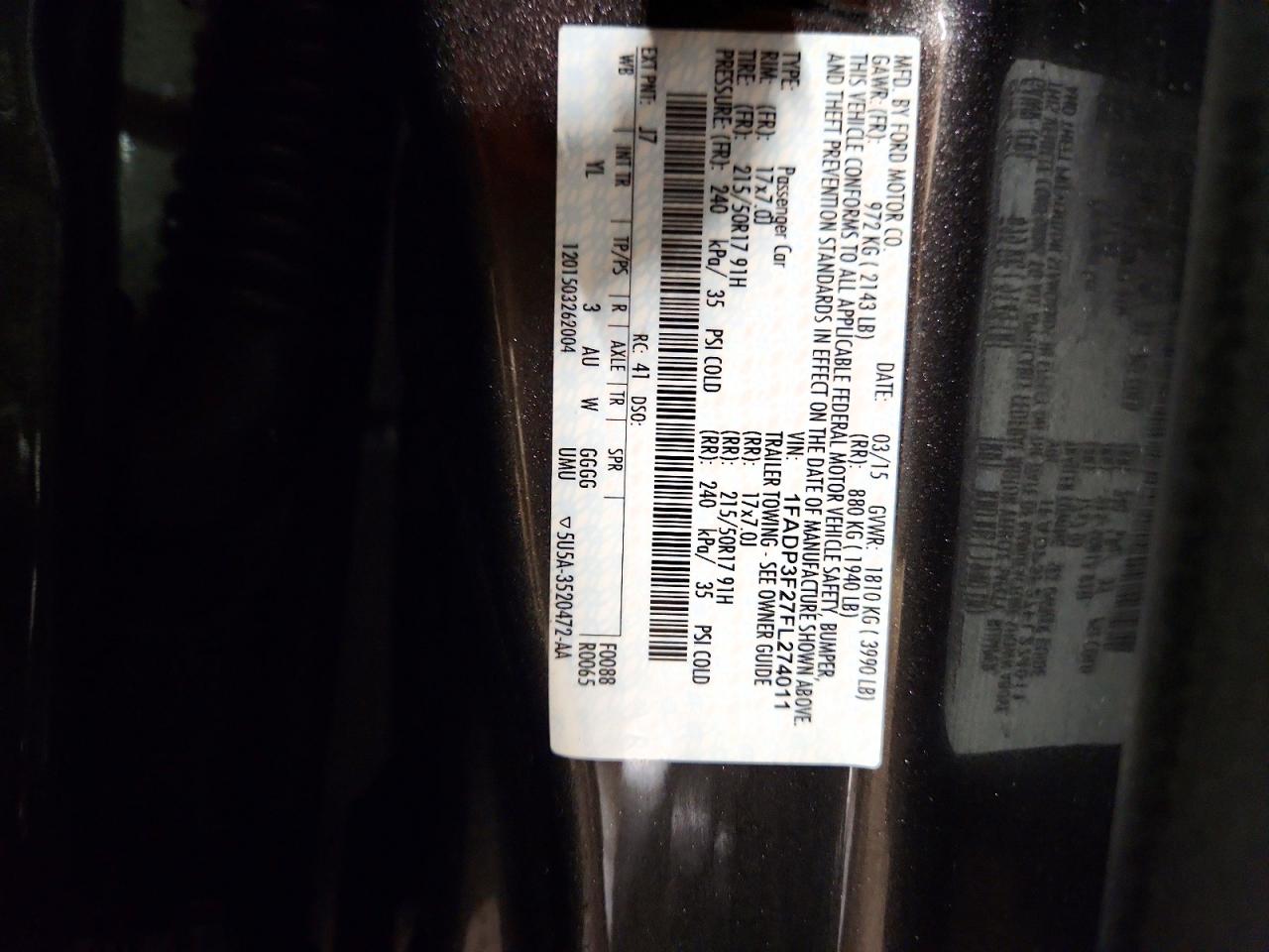 2015 FORD FOCUS SE photo 12