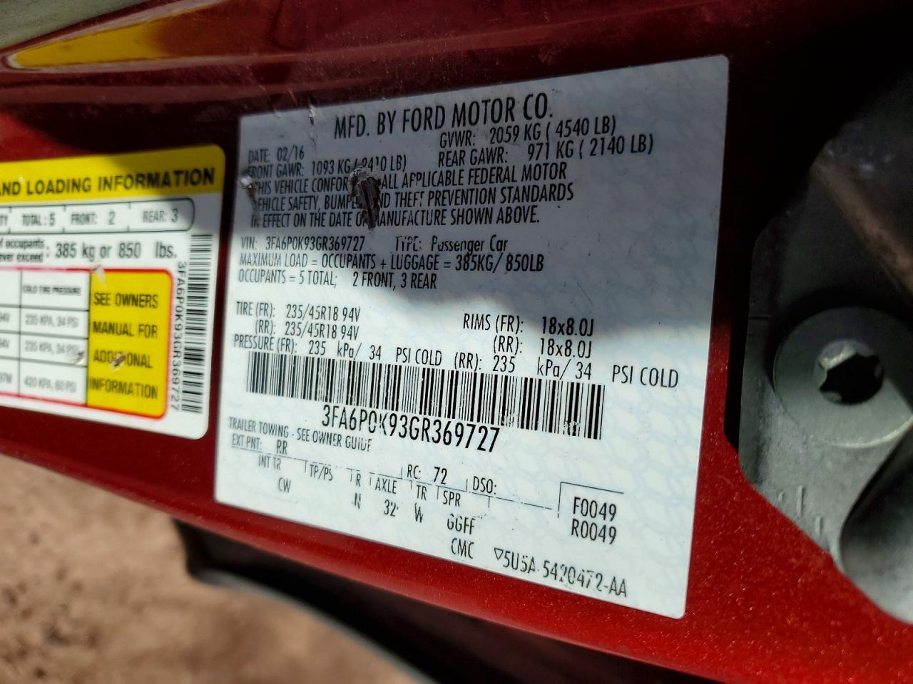 2016 FORD FUSION TITANIUM photo 12