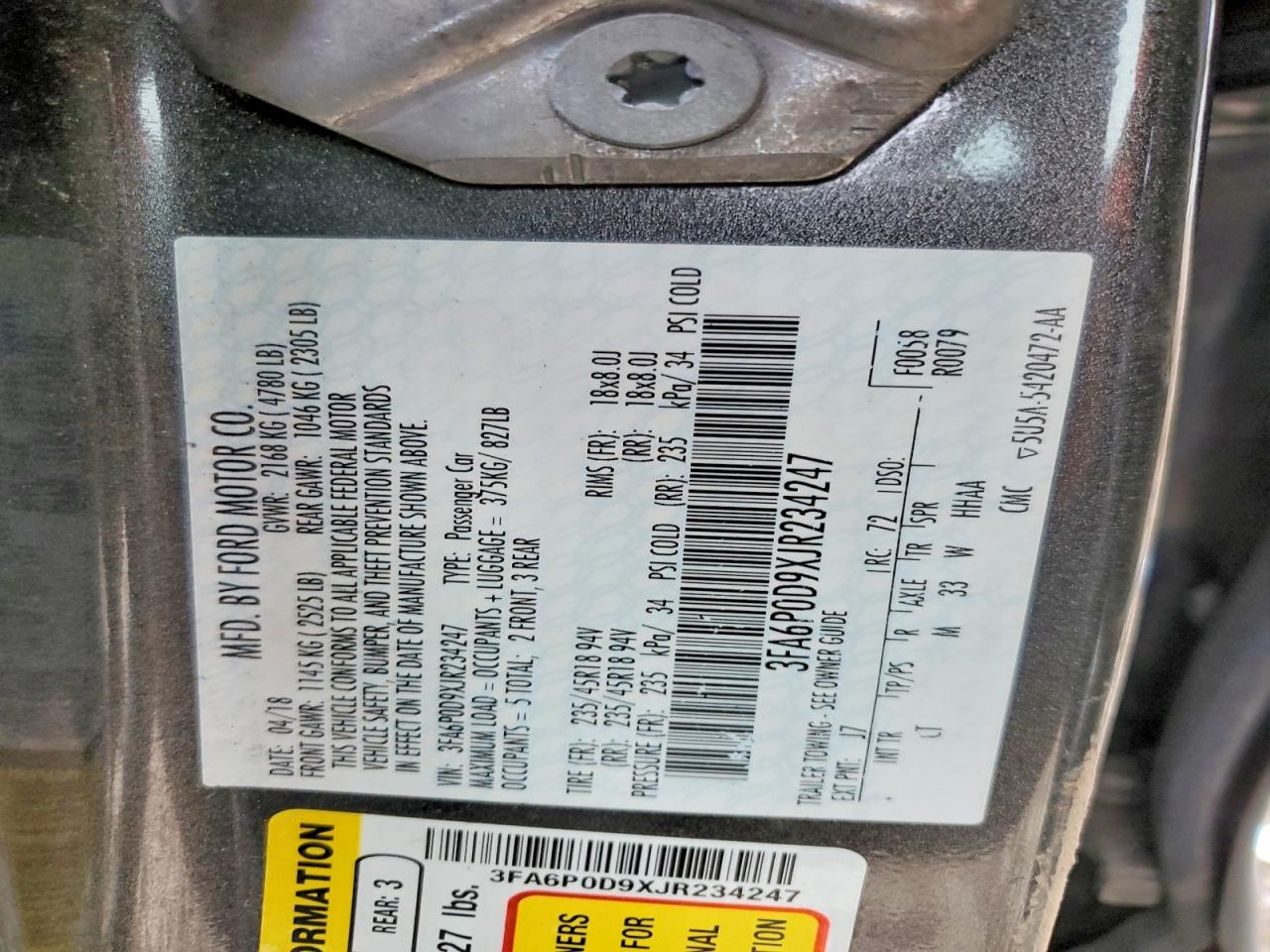 2018 FORD FUSION photo 23