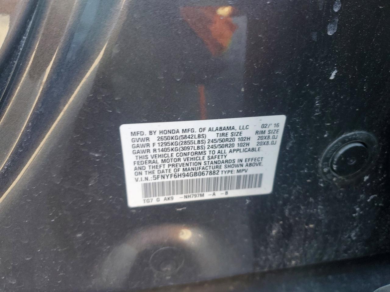 2016 HONDA PILOT photo 25