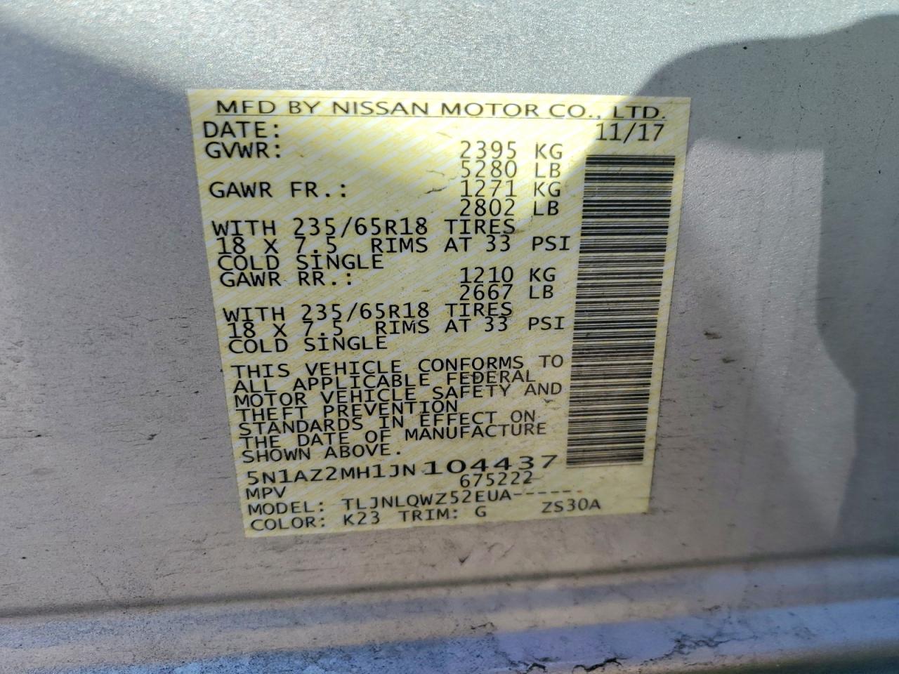 2018 NISSAN MURANO SV photo 13