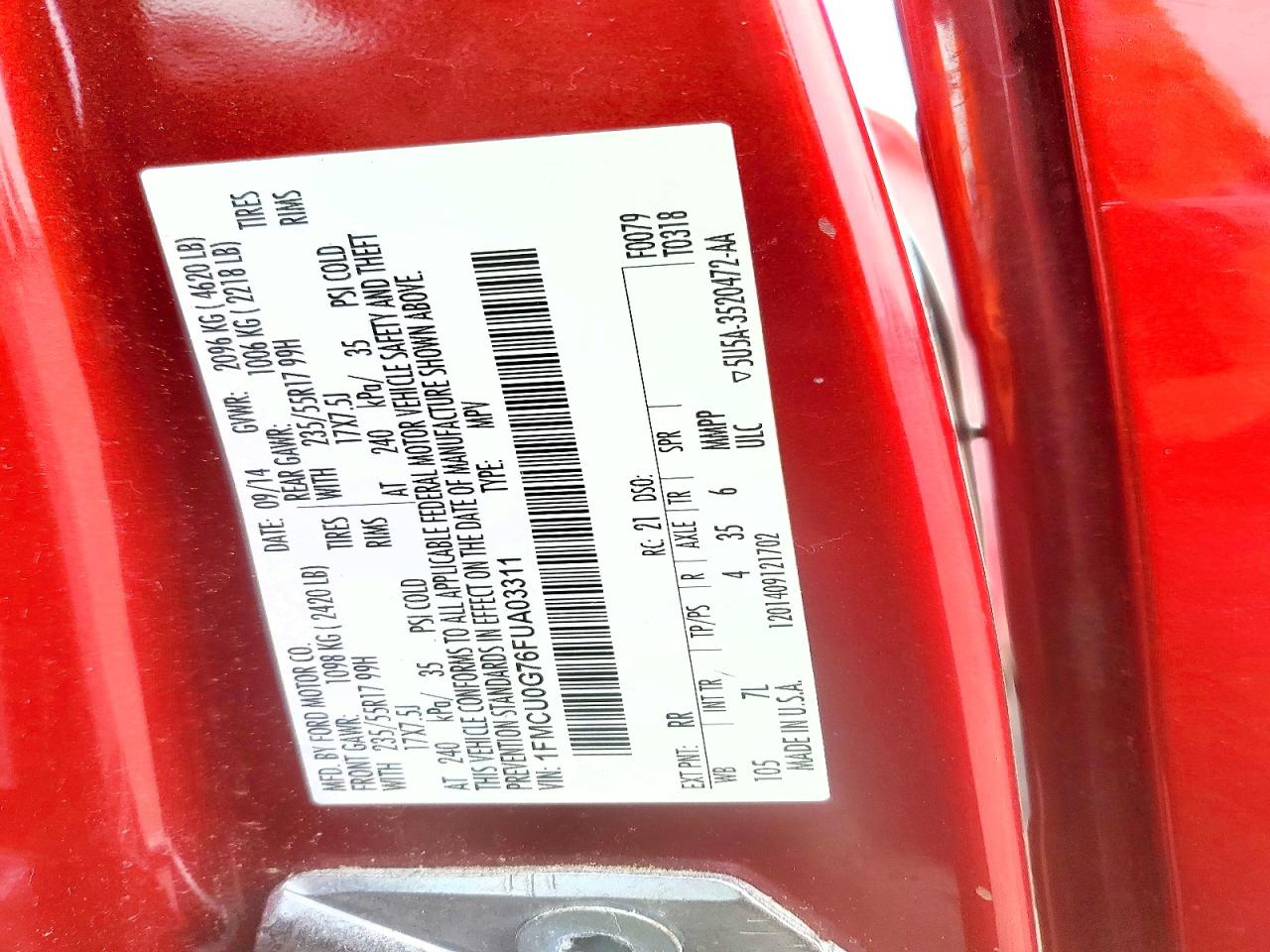 2015 FORD ESCAPE SE photo 37