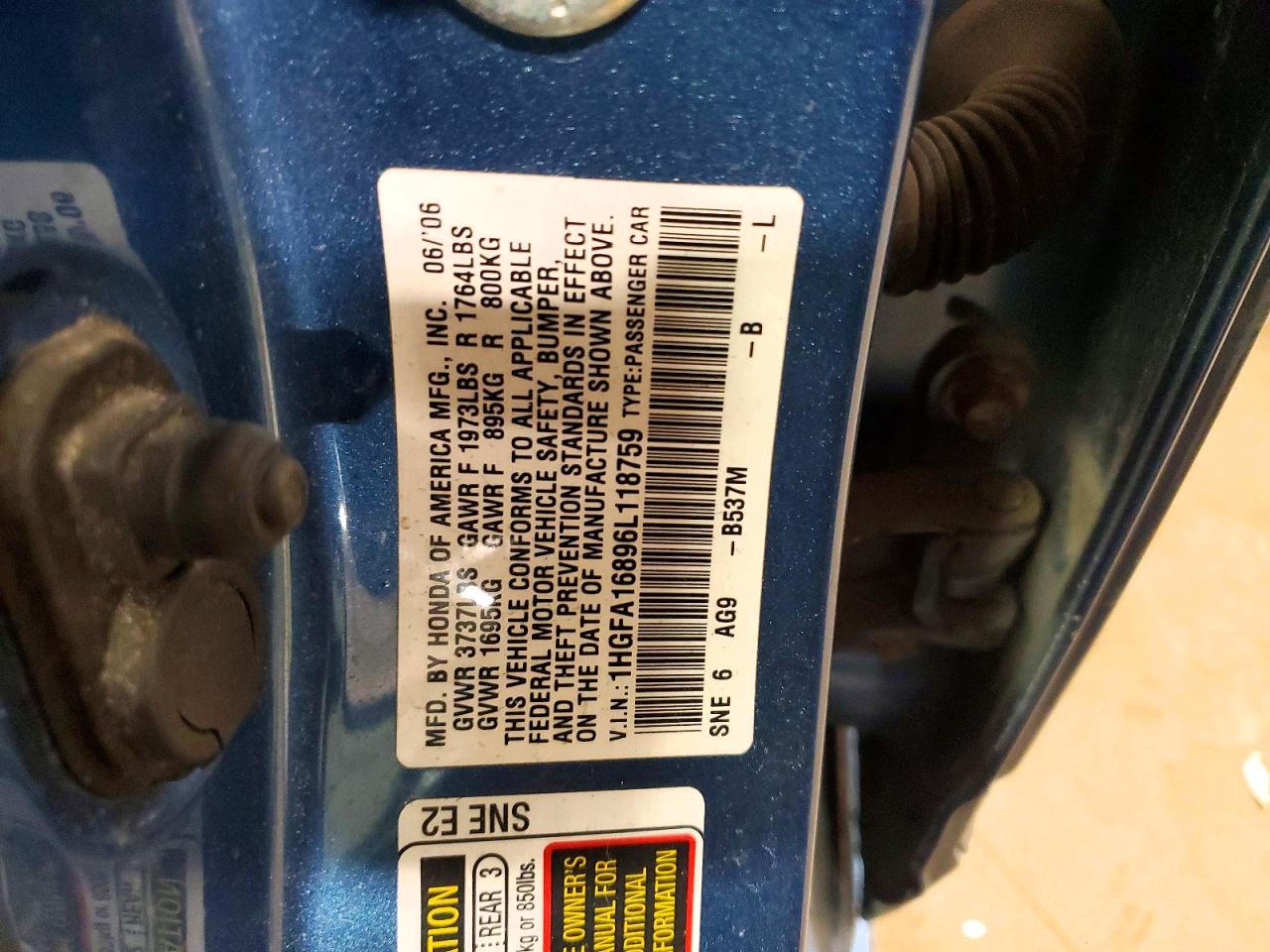 2006 HONDA CIVIC EX photo 23