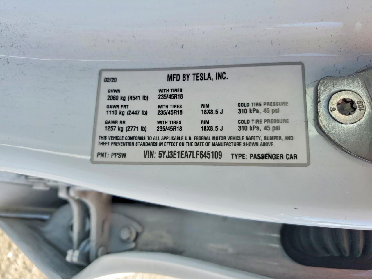 2020 TESLA MODEL 3 photo 25