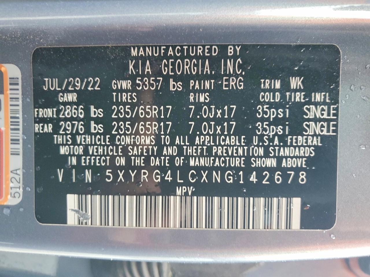 2022 KIA SORENTO LX photo 40